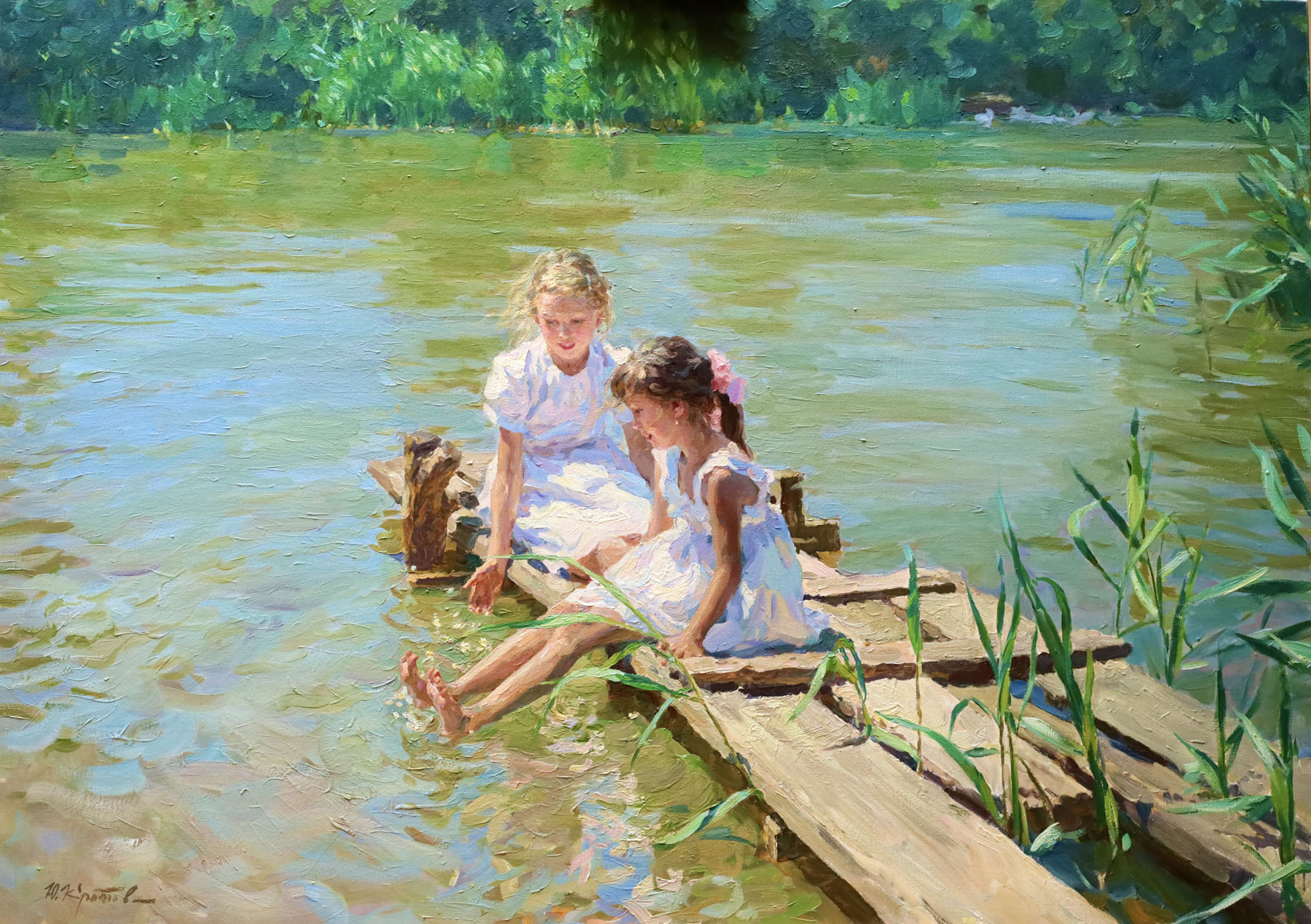 Картина «Девочки на мостиках», художник Юрий Кротов, 2023 год.