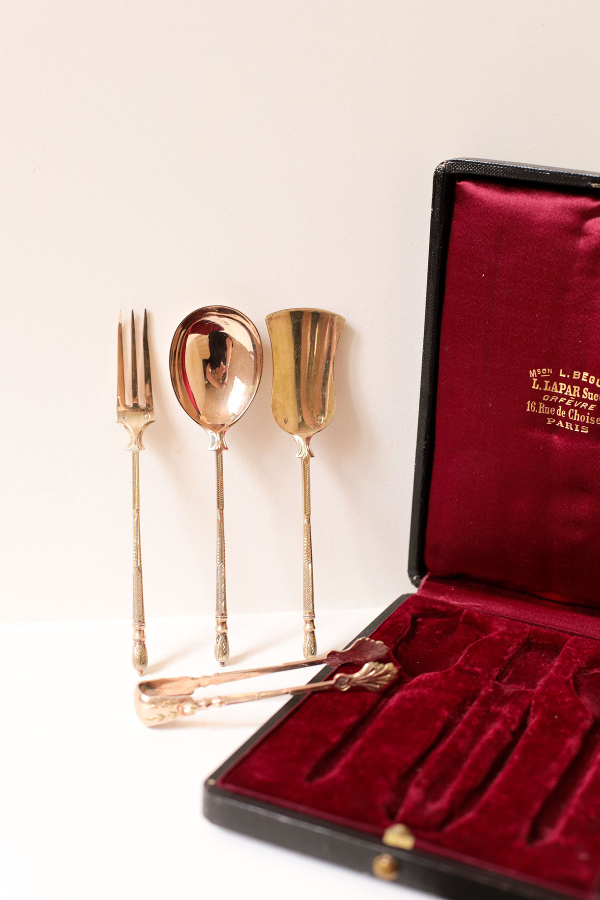 Набор десертный в футляре, серебро, Франция, конец XIX века