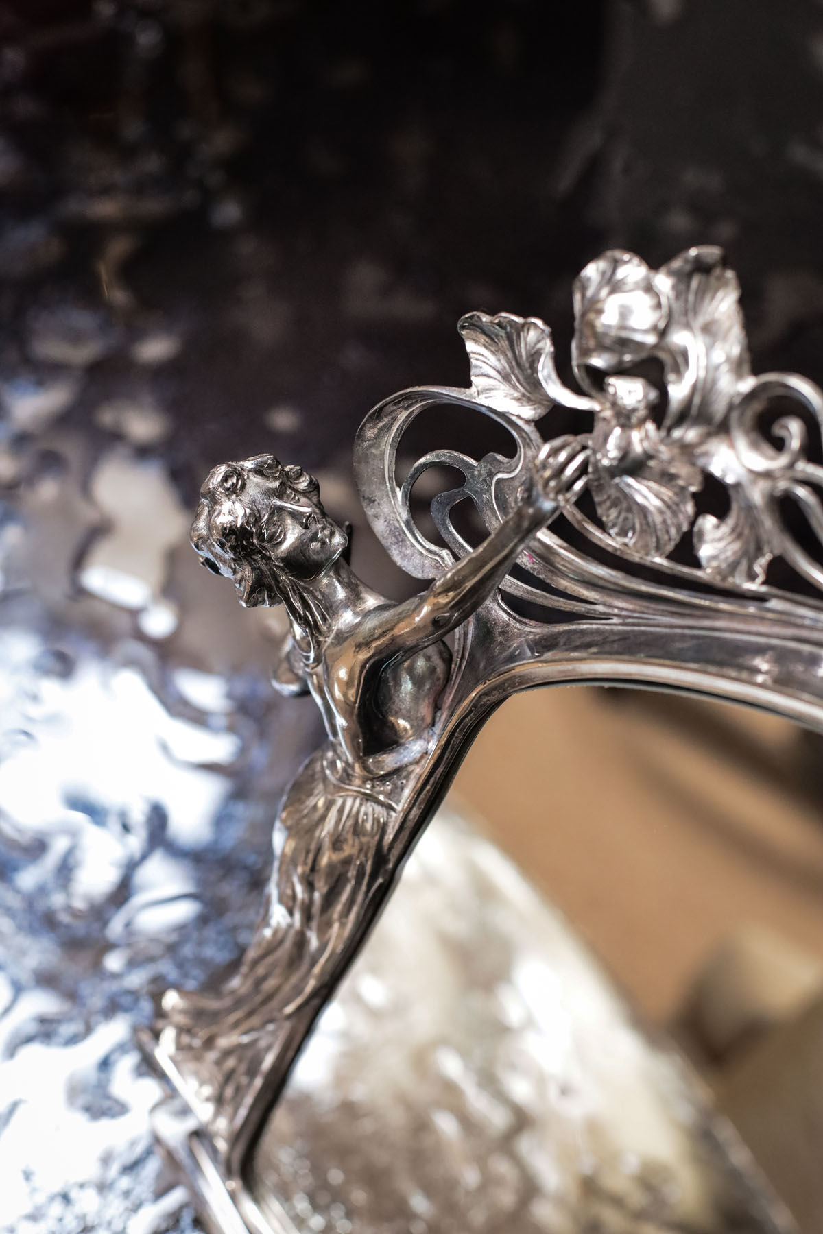 Настольное зеркало, ар-нуво, серебрение, металл, Германия, ок. 1900 гг.