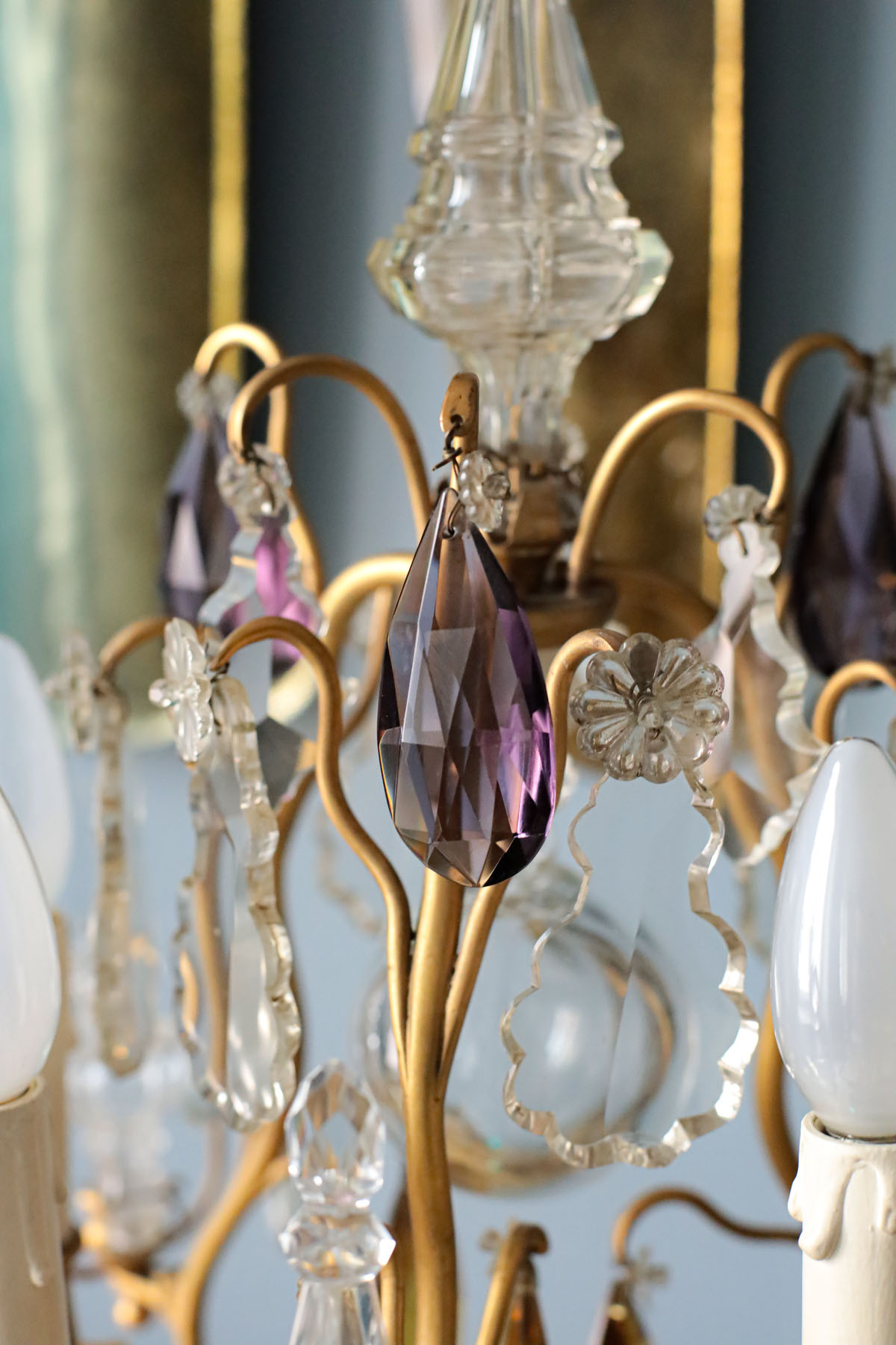 Жирандоли антикварные, цветной хрусталь, бронза, Франция, ок.1920 гг.