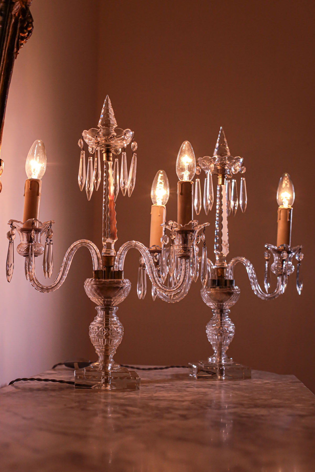 Светильники антикварные "Антуанетта", хрусталь, Франция, начало XX века