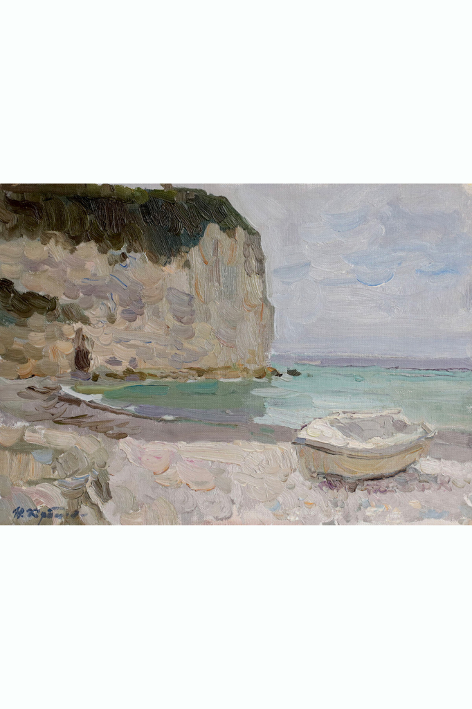 Этюд «Белая лодка. Ипорт, Франция», художник Юрий Кротов, 2012 год.