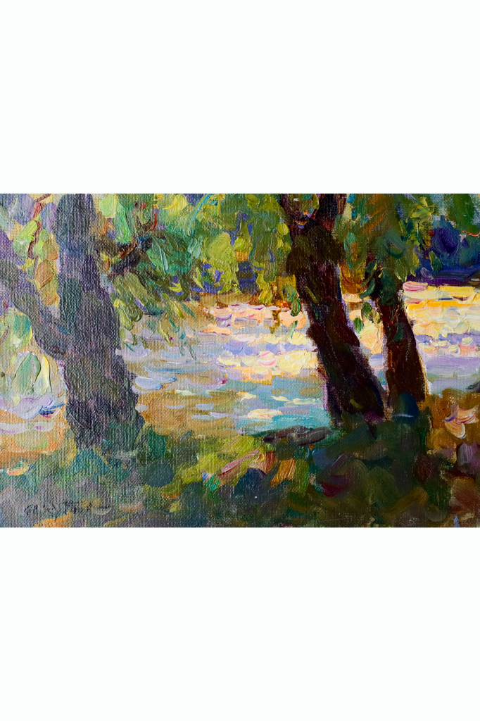 Этюд «Вечер на реке», художник Юрий Кротов, 1995 год.