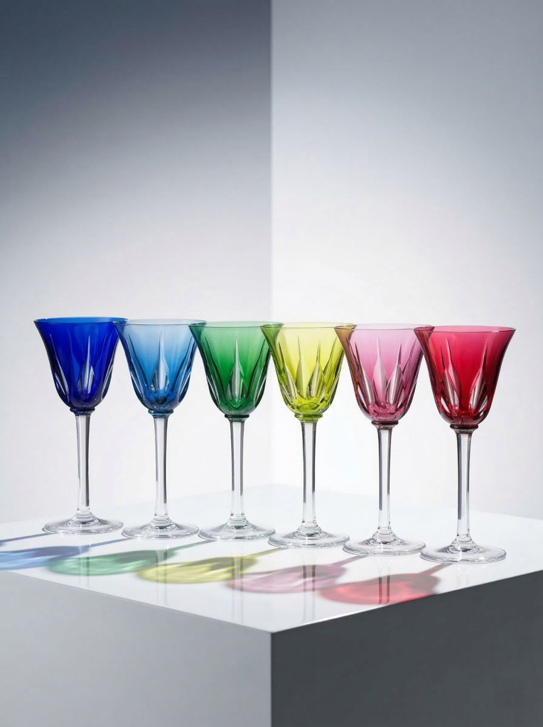 Комплект винных бокалов "Cerdagne", Saint-Louis, цветной хрусталь, Франция, вторая половина XX века