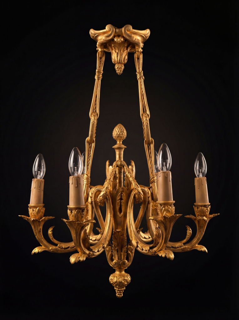 Люстра антикварная, бронза, Octave Georges Lelievre, Susse Frères, начало 20 века.