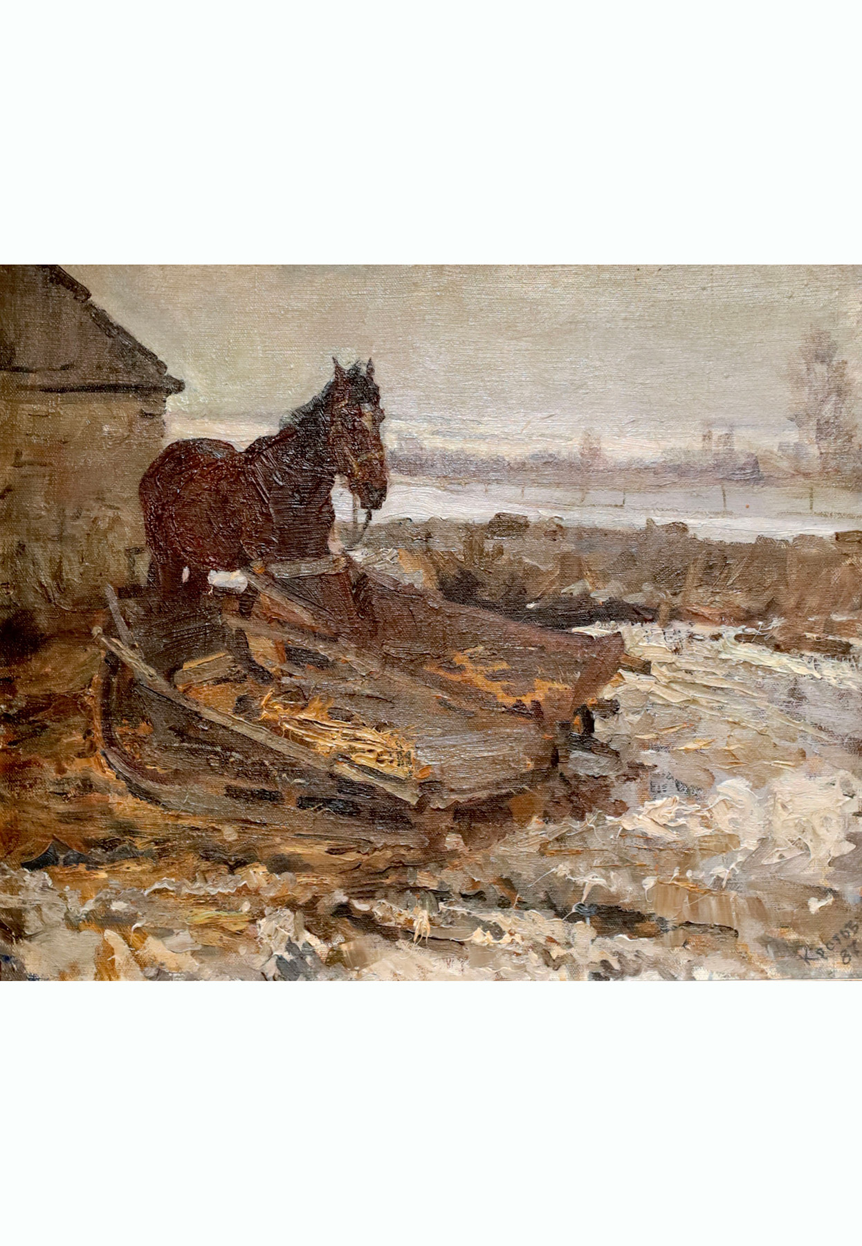 Картина «Деревенская лошадь», художник Юрий Кротов, 1987 год.