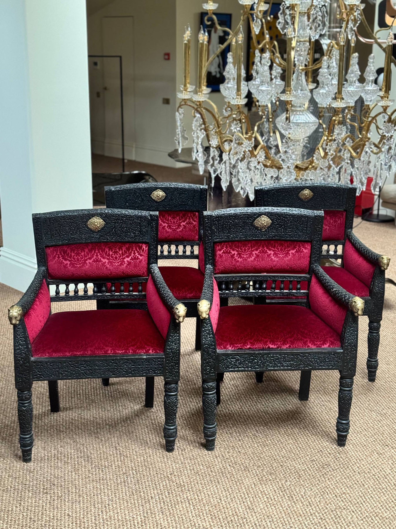 Кресла винтажные, дерево, латунь, Индия