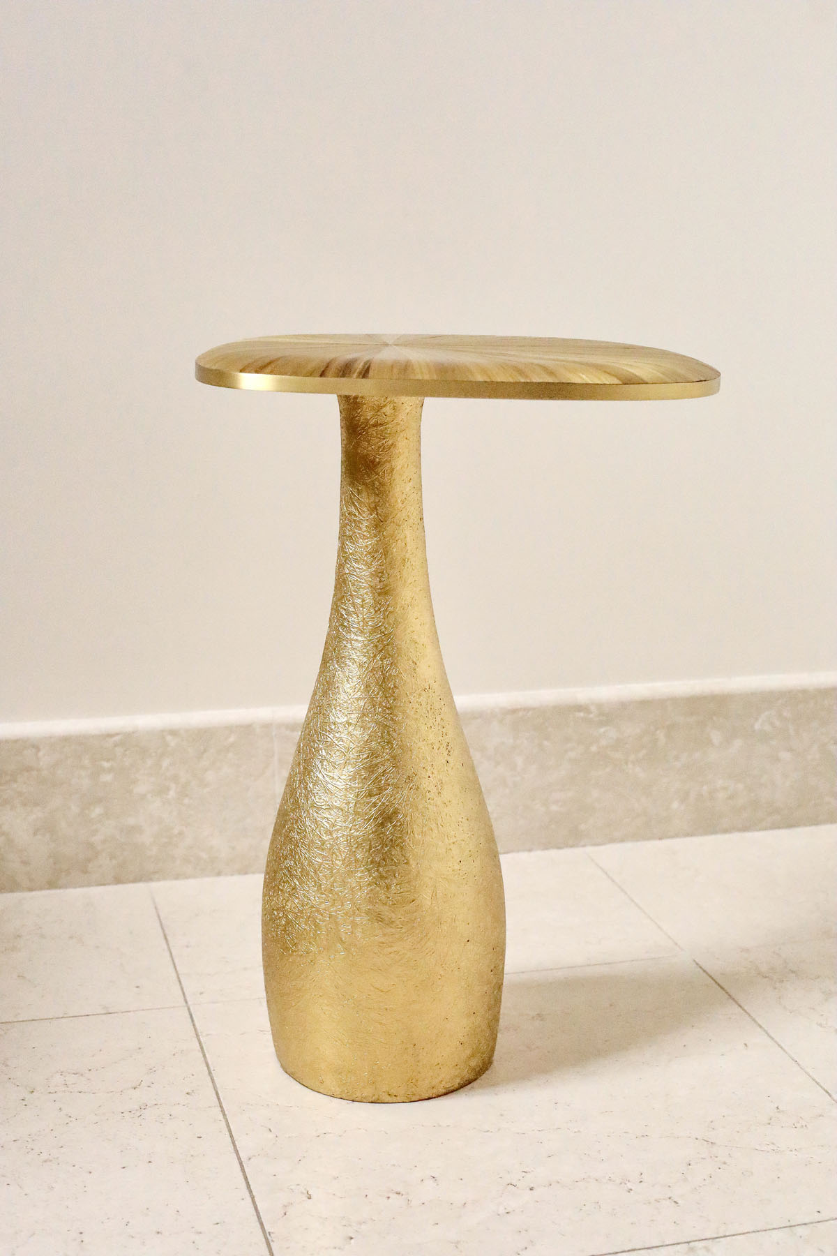 Приставной столик S, мозаика, латунь, стекловолокно, Ginger Brown