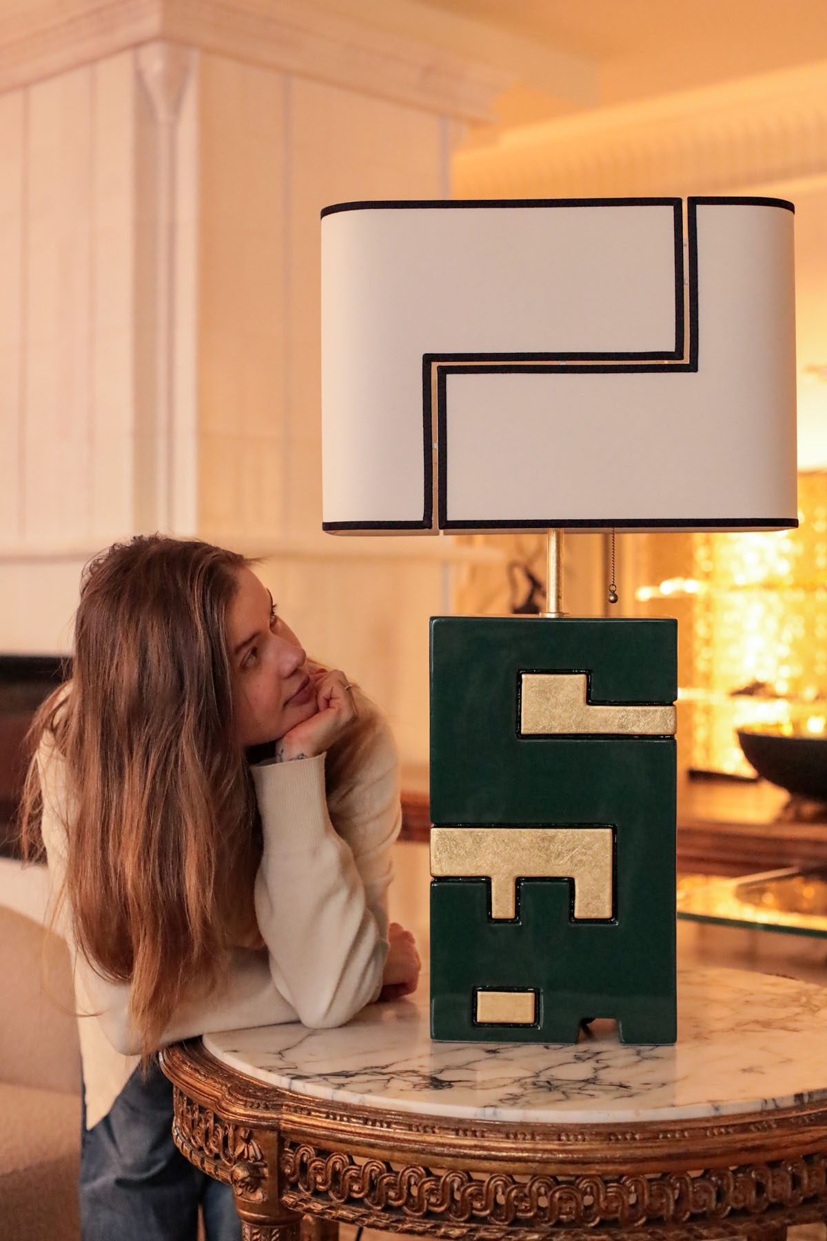 Лампа «1K», Maison Leleu, керамика, глазурь, сусальное золото, Франция