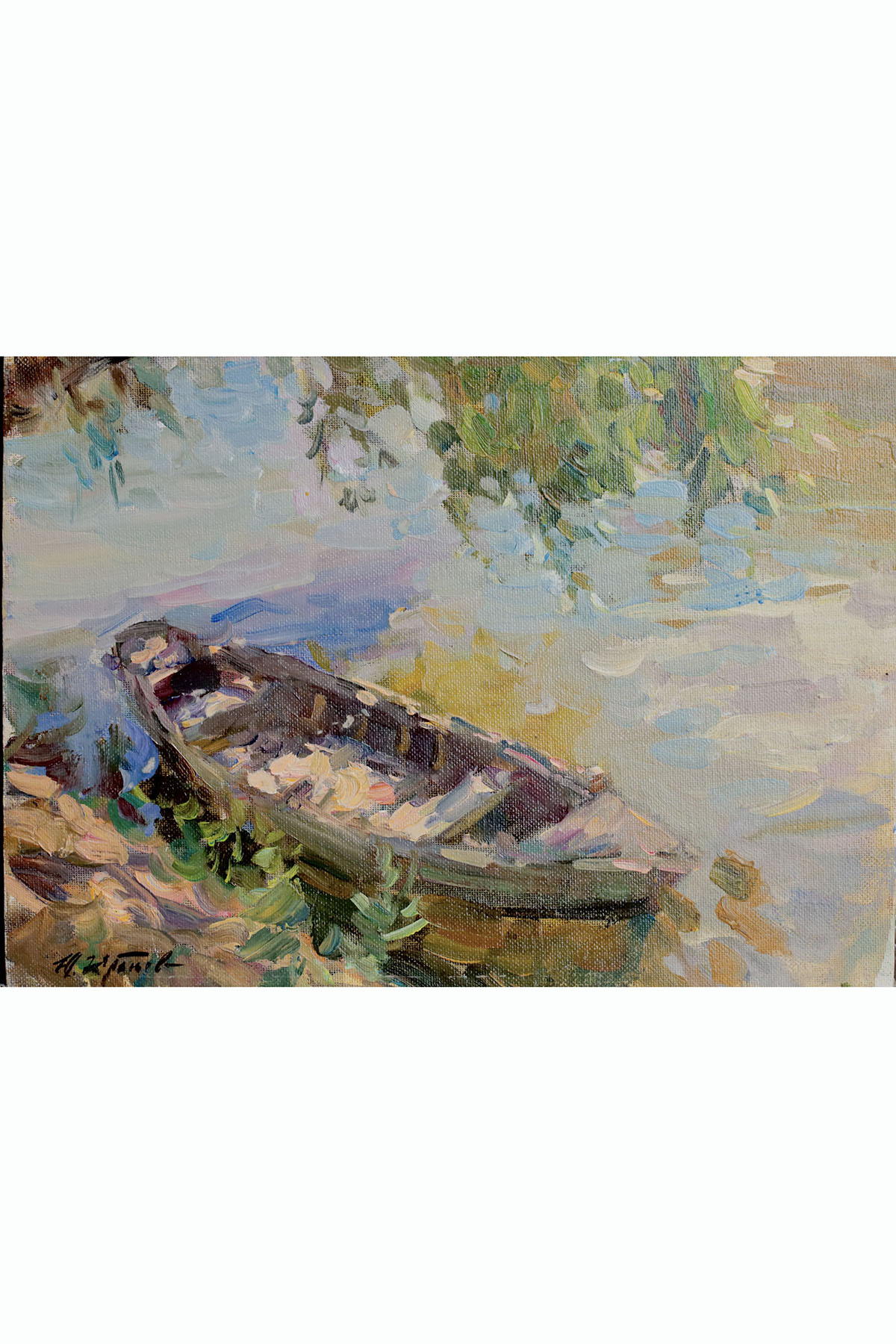 Этюд «Лодка у воды», художник Юрий Кротов, 1995 год.