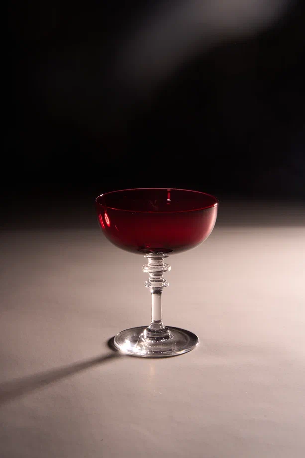 Комплект бокалов для шампанского, цветной хрусталь, Франция, первая половина XX века