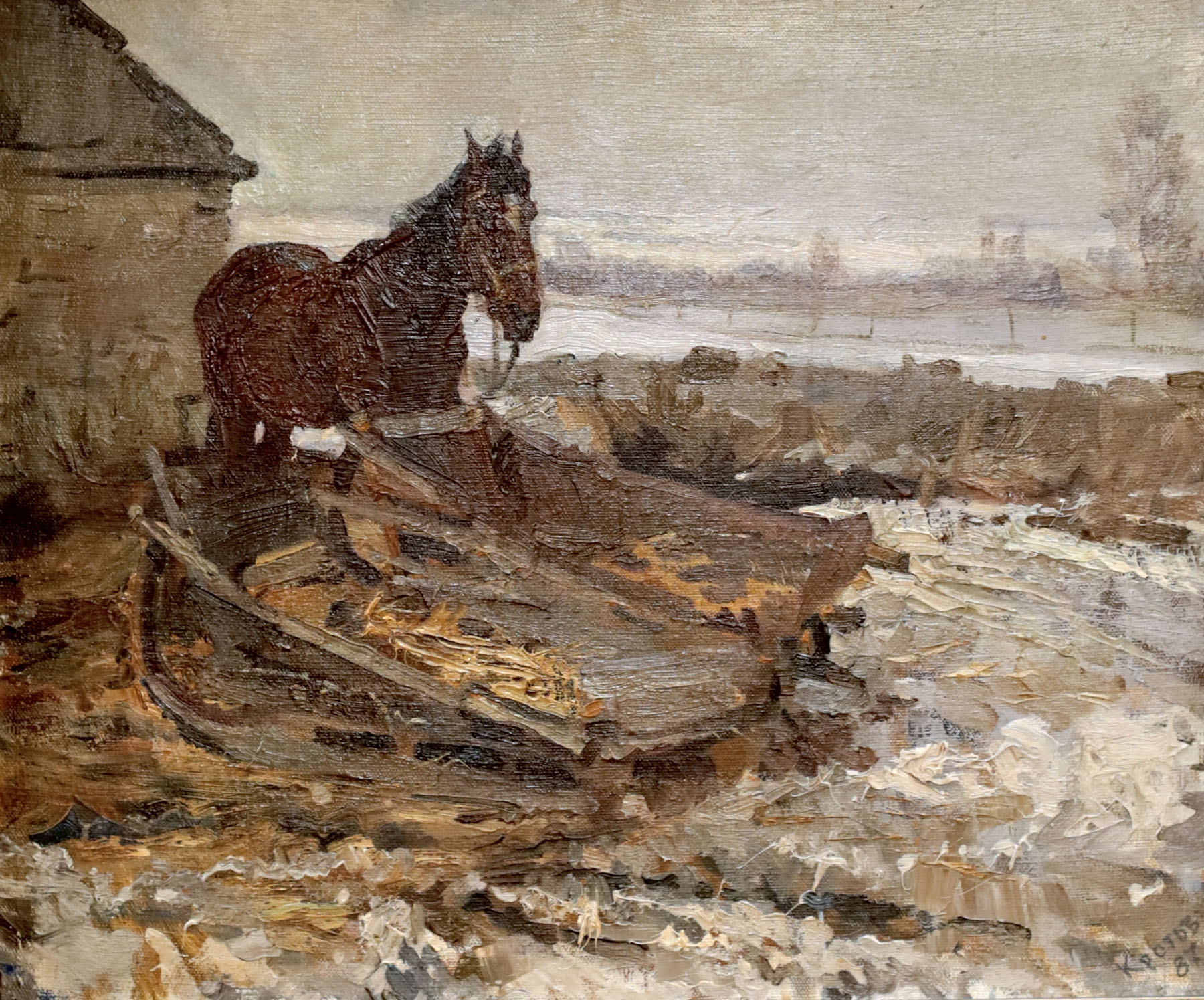 Картина «Деревенская лошадь», художник Юрий Кротов, 1987 год.