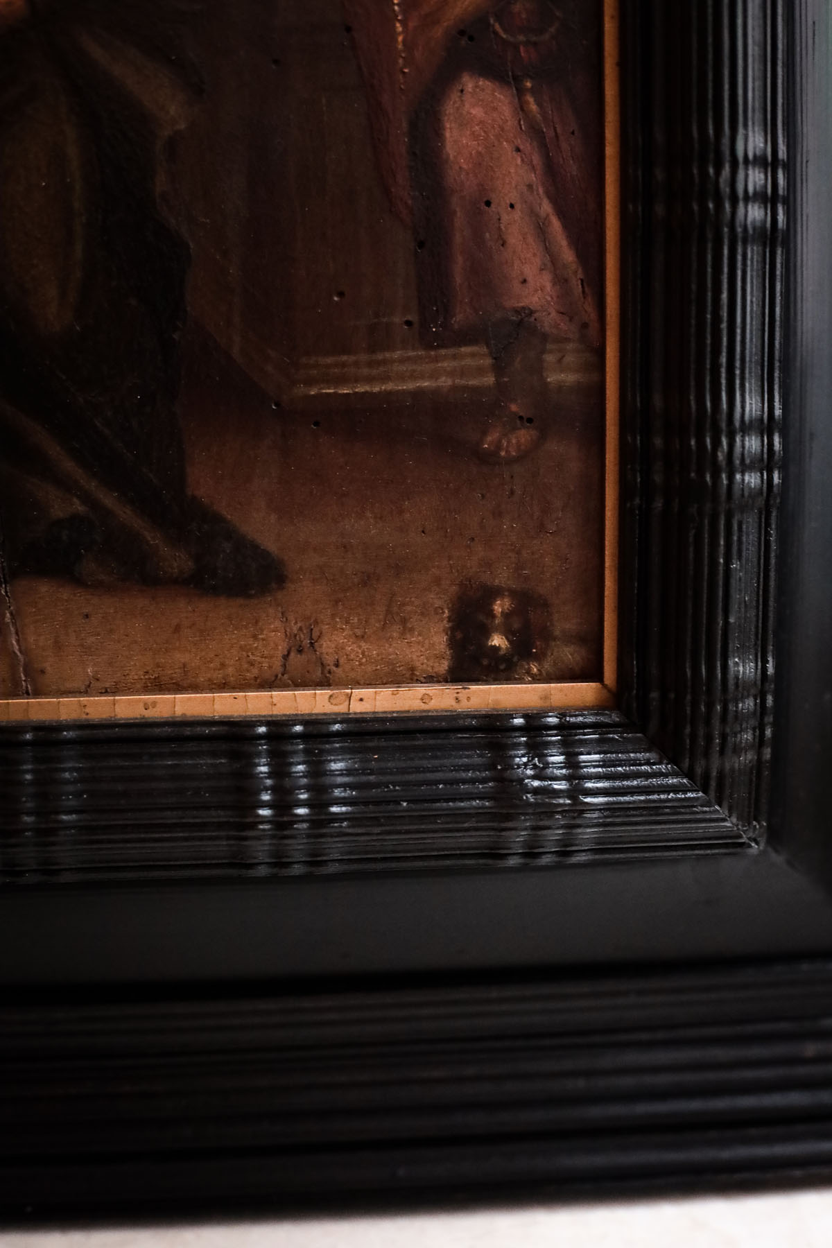 Картина "Встреча Богородицы и Елизаветы", подпись Carlo Chignani, масло, дерево, Италия, 17 век