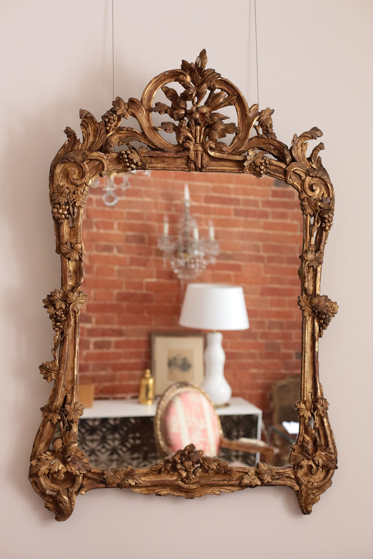 Зеркало антикварное, дерево, сусальное золото, Франция, XVIII век