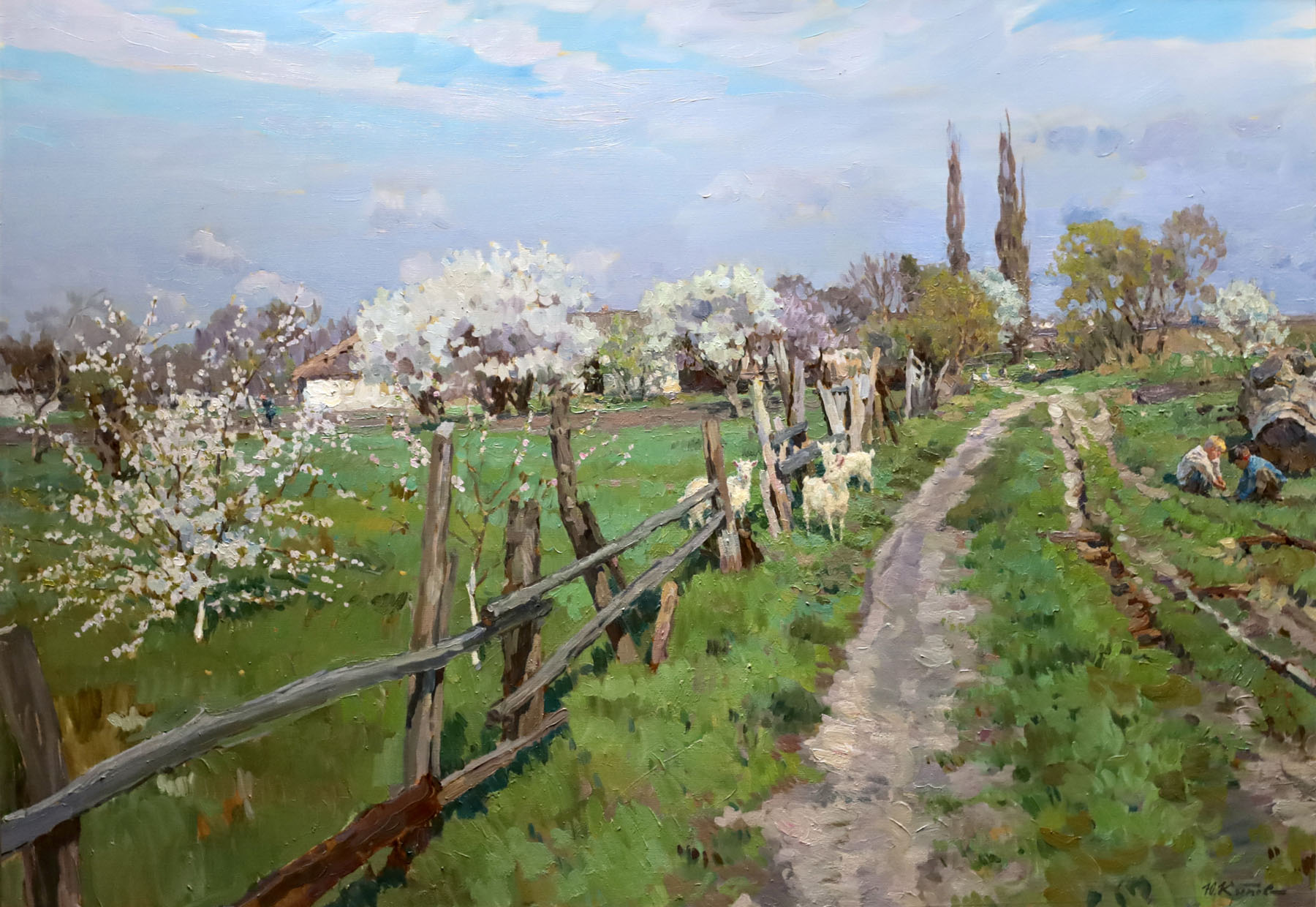 Картина «Весна в станице Гривенской», художник Юрий Кротов