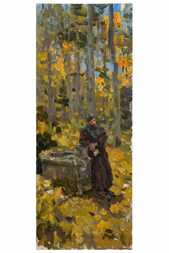 Этюд "У старого колодца. Валаам", художник Юрий Кротов, 2014 год