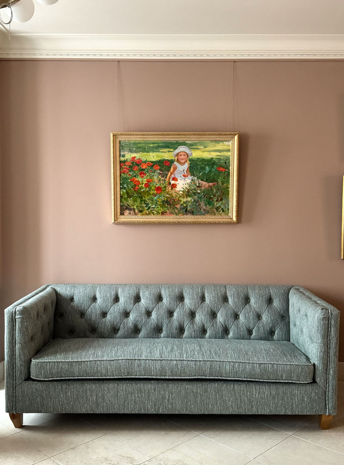 Диван винтажный в ткани Loro Piana