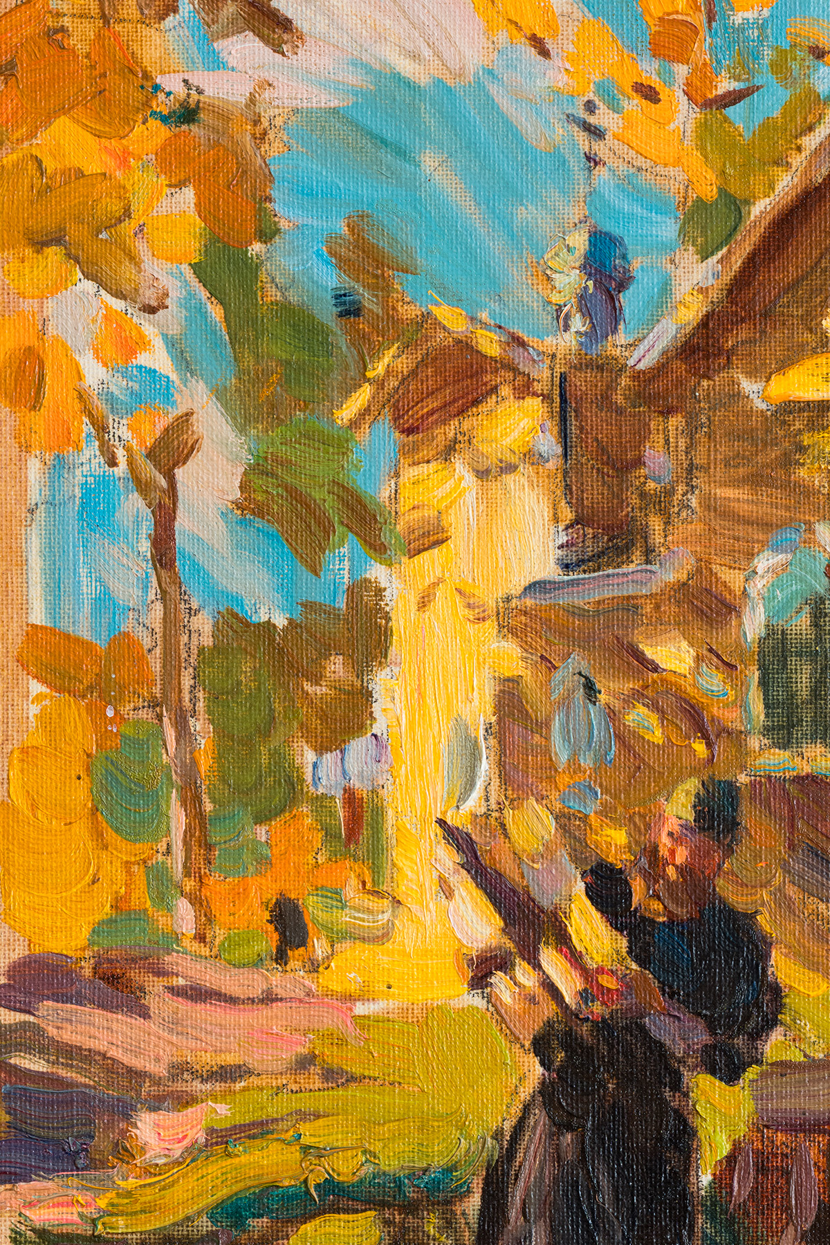 Этюд "Золотая осень в Коневском скиту. Валаам.", художник Юрий Кротов, 2014 год