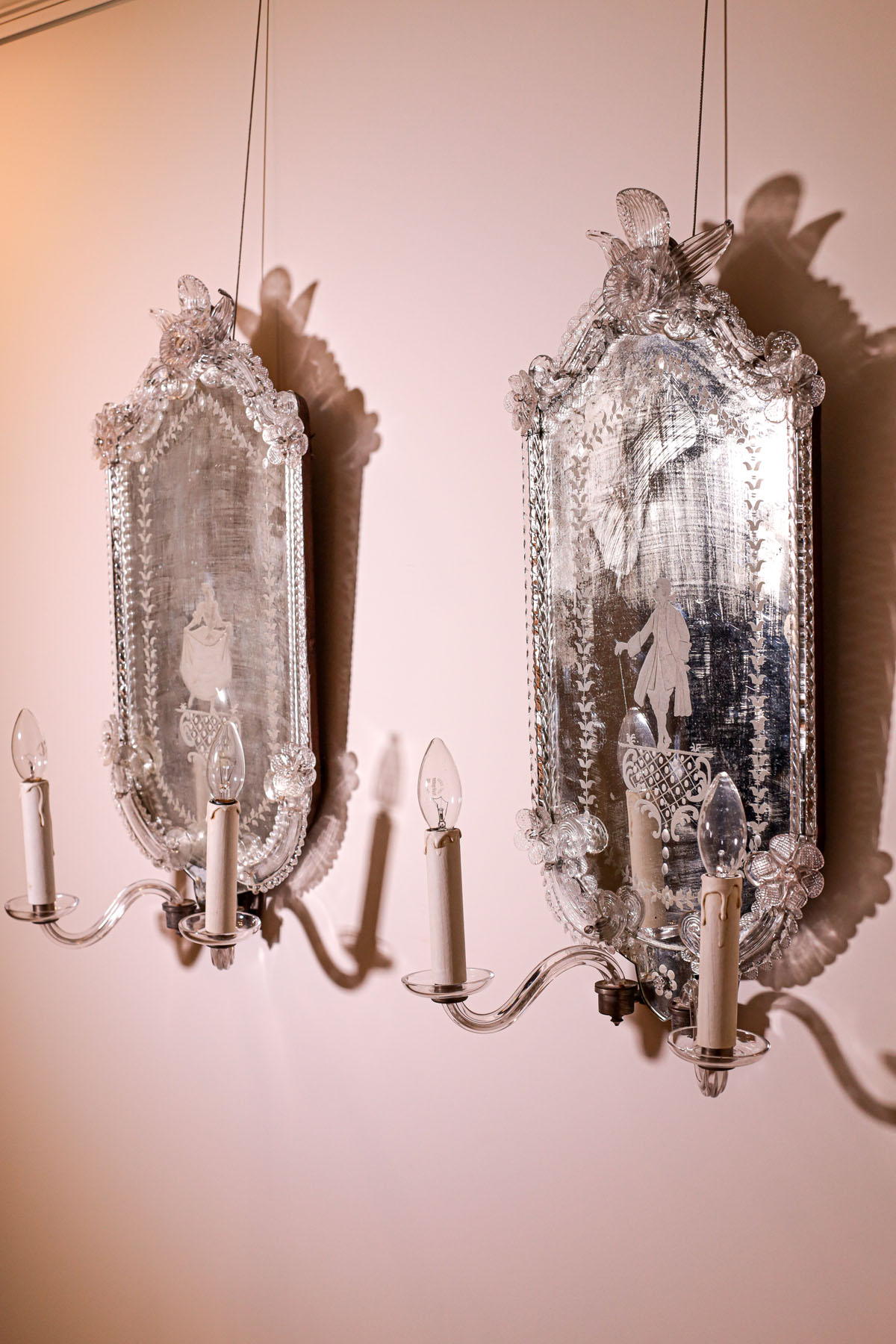 Зеркала настенные, муранское стекло, Венеция, около 1900 гг.