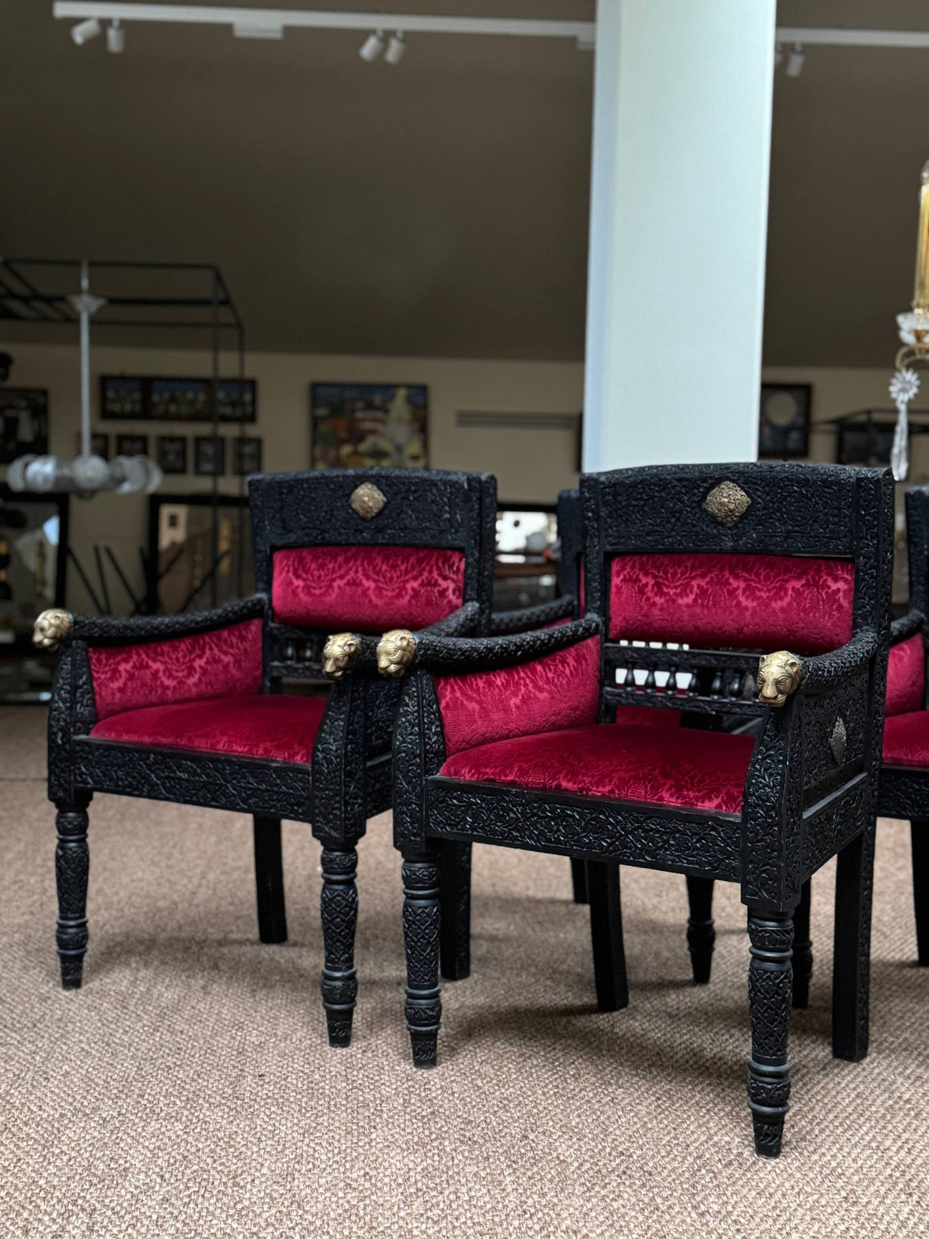 Кресла винтажные, дерево, латунь, Индия