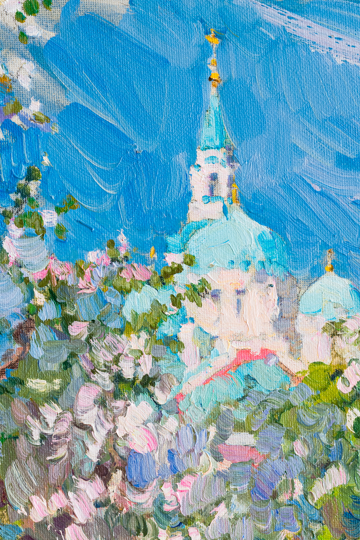 Этюд "Цветущий яблоневый сад. Валаам", художник Юрий Кротов, 2014 год