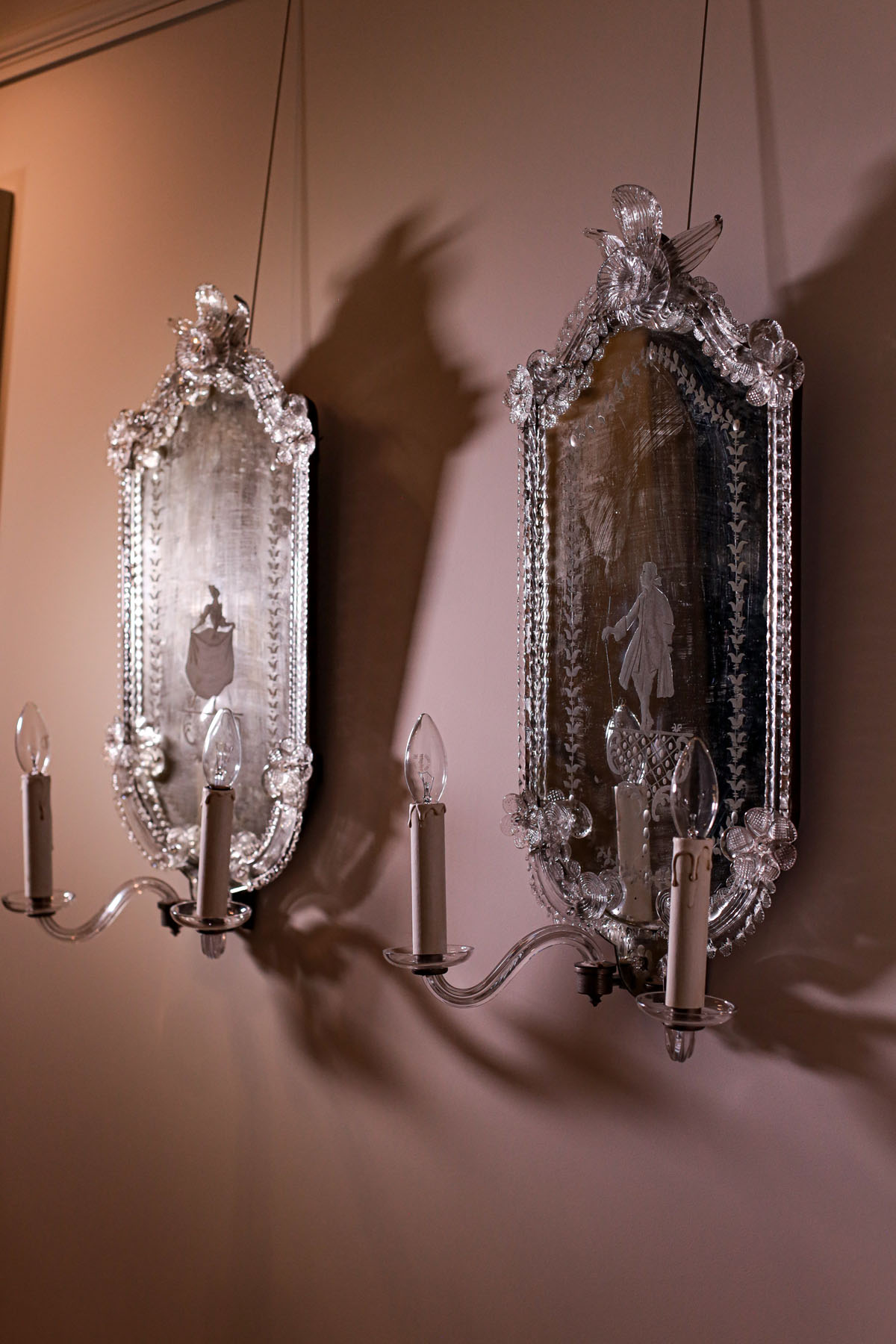 Зеркала настенные, муранское стекло, Венеция, около 1900 гг.