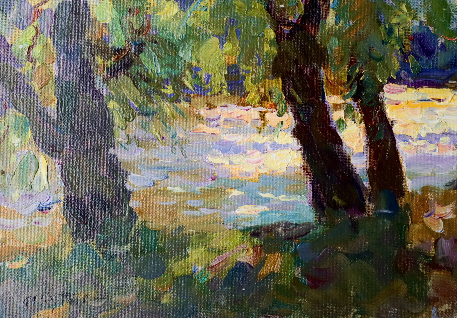 Этюд «Вечер на реке», художник Юрий Кротов, 2015 год.