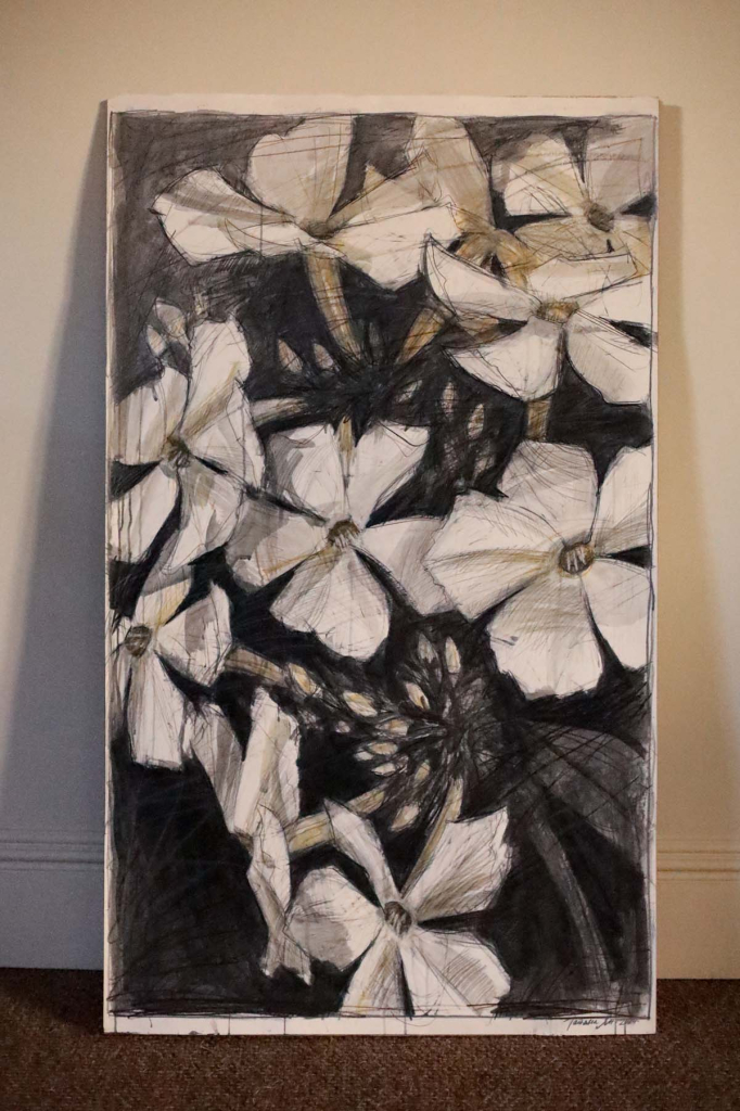 Картина «Белый флокс» из цикла  «Большая графика», Татьяна Ян, 2024 год.