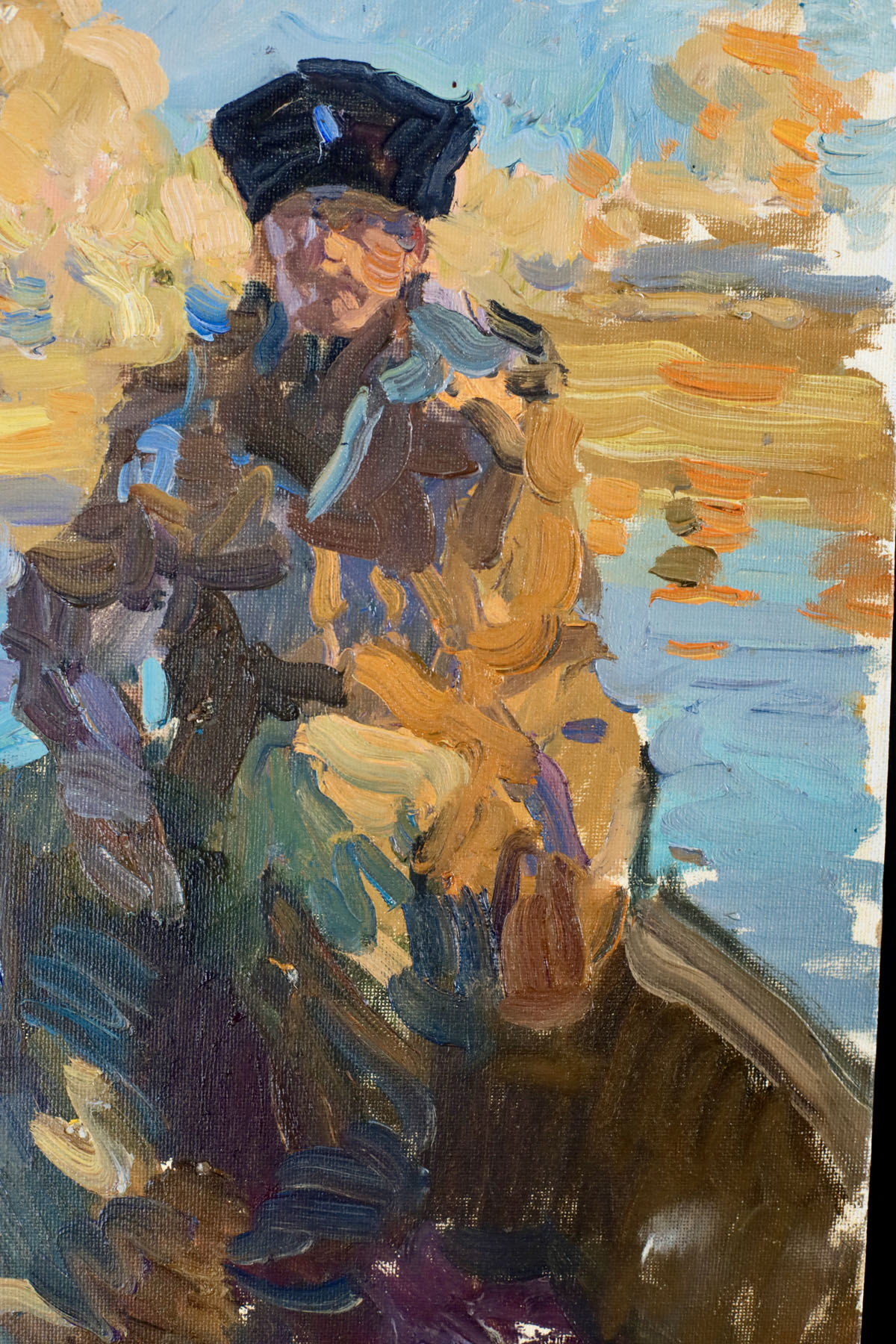 Этюд «Рыбак в лодке», художник Юрий Кротов, 2012 год.