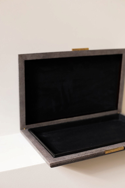 Шкатулка, кожа ската, латунь, Ginger Brown