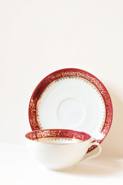 Бульонница, лиможский фарфор, золочение, Франция, 1950-гг.