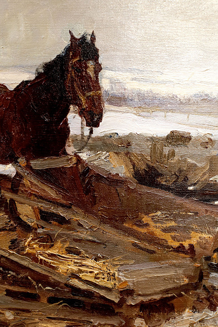 Картина «Деревенская лошадь», художник Юрий Кротов, 1987 год.