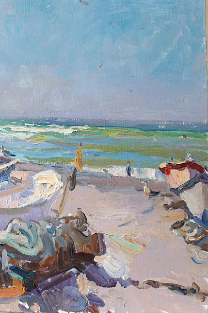 Картина «Рыбацкие лодки. Нормандия», художник Юрий Кротов, 2013 год.