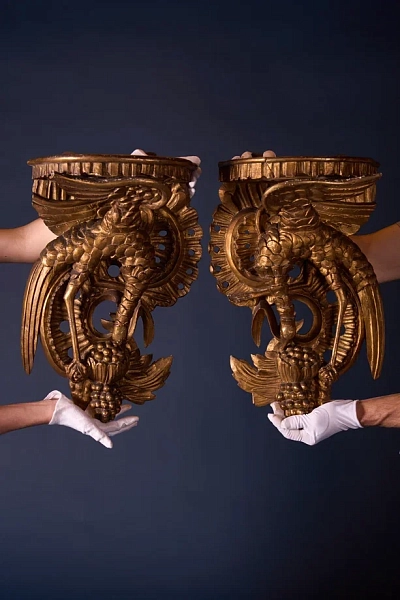 Консоли настенные "Птицы",  дерево, сусальное золото, Франция, ок. 1850-1870 г.г.