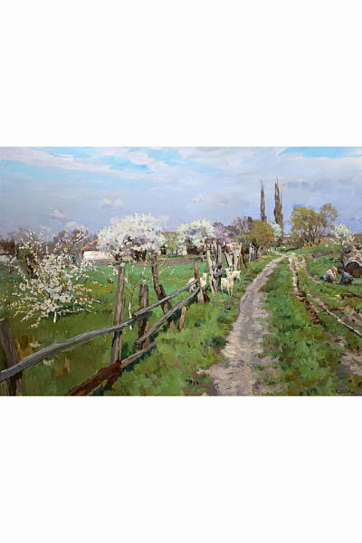 Картина «Весна в станице Гривенской», художник Юрий Кротов
