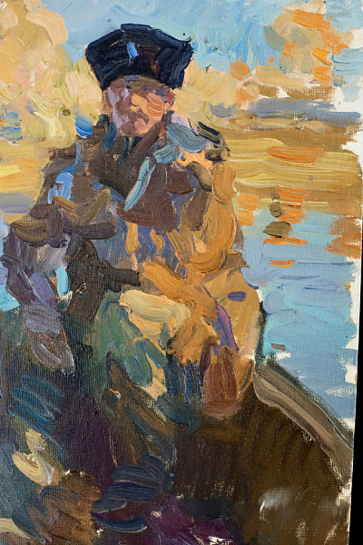 Этюд «Рыбак в лодке», художник Юрий Кротов, 2012 год.