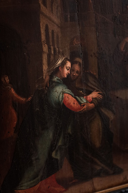 Картина "Встреча Богородицы и Елизаветы", подпись Carlo Chignani, масло, дерево, Италия, 17 век