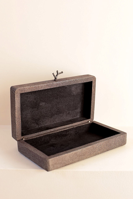 Шкатулка, кожа ската, Ginger Brown