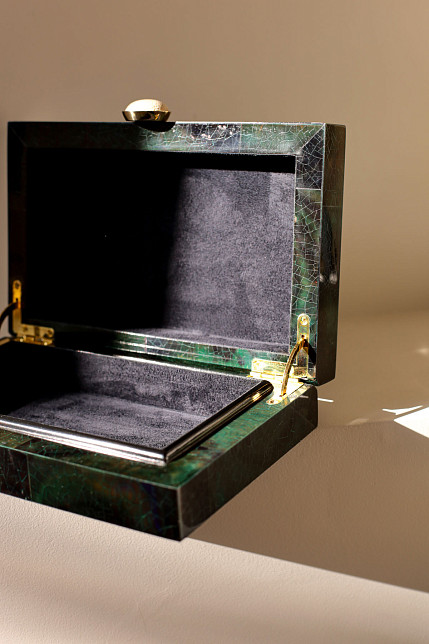 Шкатулка, морская раковина, кожа ската, BX413 GPS, Ginger Brown