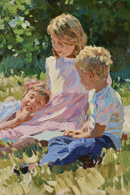 Картина «Дети на лужайке», художник Юрий Кротов, 2004 год.