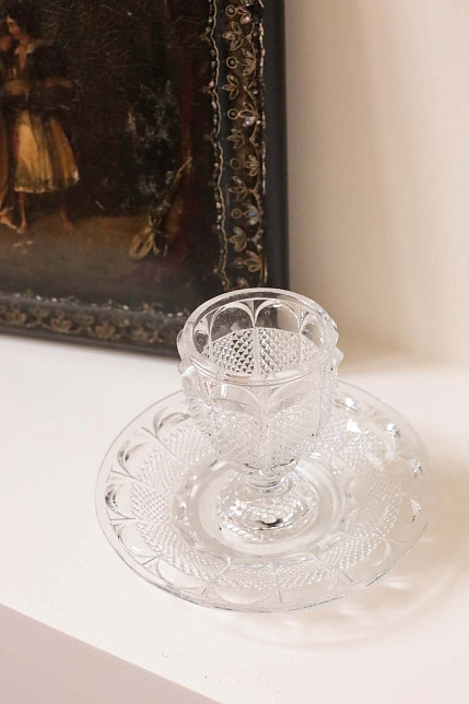 Горчичница антикварная, Le Creusot, стекло, Франция, первая половина XIX века