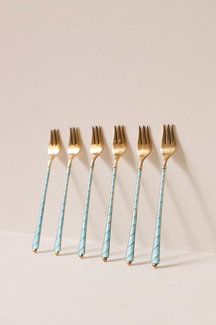 Фруктовые вилки в футляре, Egon Lauridsen, серебро, эмаль, 1936-1966 гг.