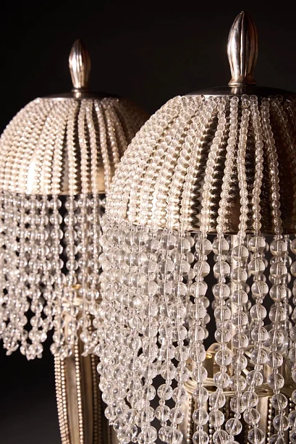 Лампы парные, ар-деко, бронза, серебрение, хрусталь, производство "Частная Резиденция"