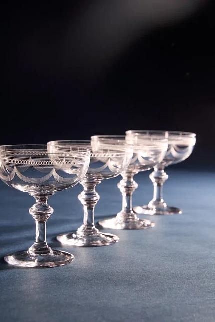 Хрустальные бокалы "Шале", хрусталь, гравировка, вторая половина XIX века