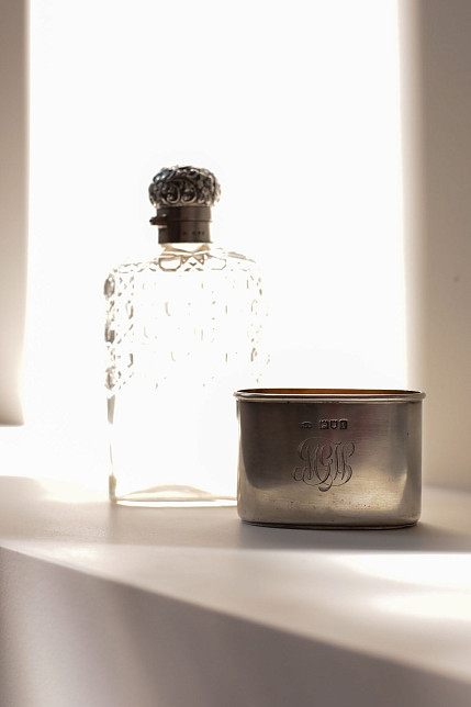 Фляга, серебро, хрусталь, Англия, 19 век