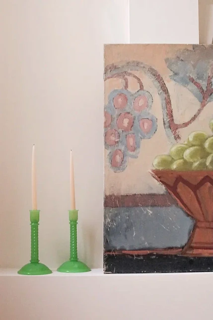 Подсвечники парные "Нефрит", опаловое стекло, Франция, вторая половины XIX века