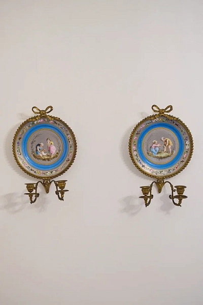 Бра парные «Babiole», Sevres, ручная роспись, бронза, Франция, 1876 год