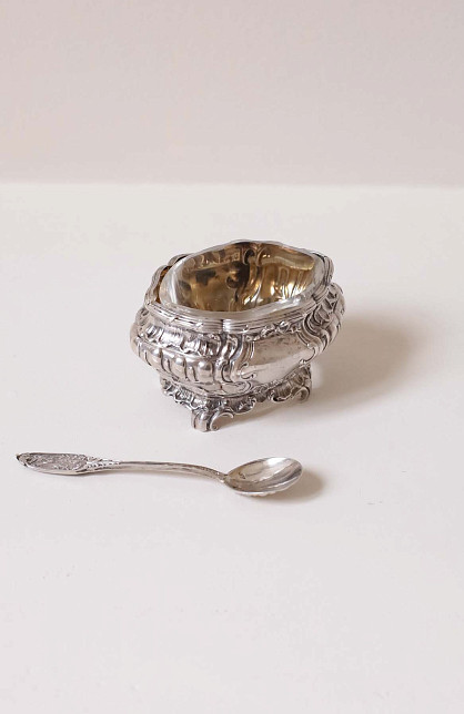 Солонка, Emile Hermes, серебро, хрусталь, золочение, Франция, ок.1920 гг.