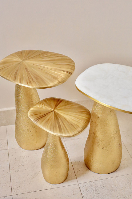 Приставной столик L, перламутр, латунь, стекловолокно, Ginger Brown