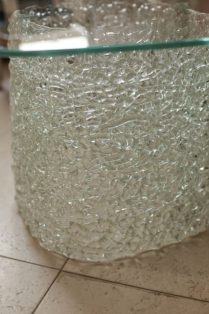 Столик кофейный Macrame, прозрачное стекло, высота 40 см, Fiam